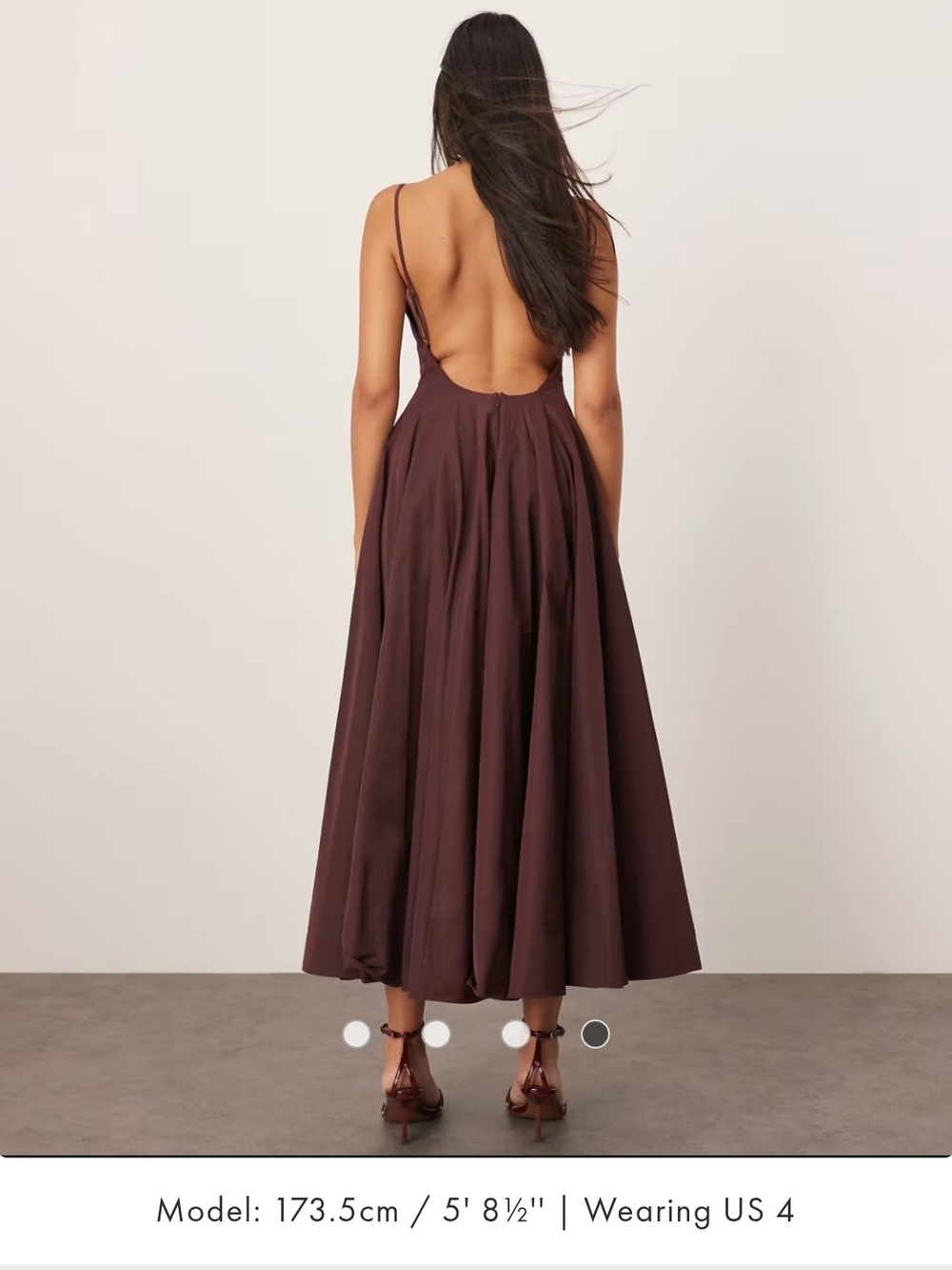 ASOS Burgundy Sleeveless A-Line Midi Dress - Picture 4 of 6